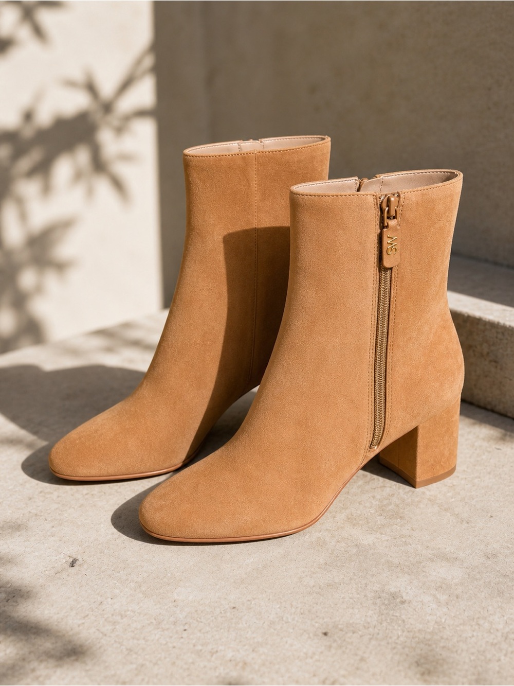 Stuart Weitzman Wynn Tan Suede Ankle Boots